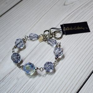 Cookie Lee Elegant Silver and Blue Bead Bracelet #25574 NWT